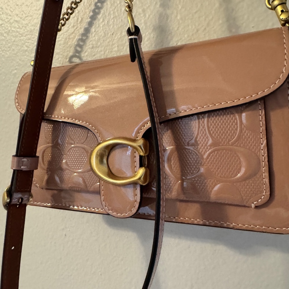 Coach Tabby Dusty Rose Patent Leather Chain Crossbody Clutch - Picture 2 of 7